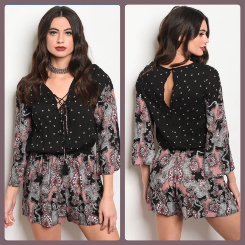 Black Paisley Romper